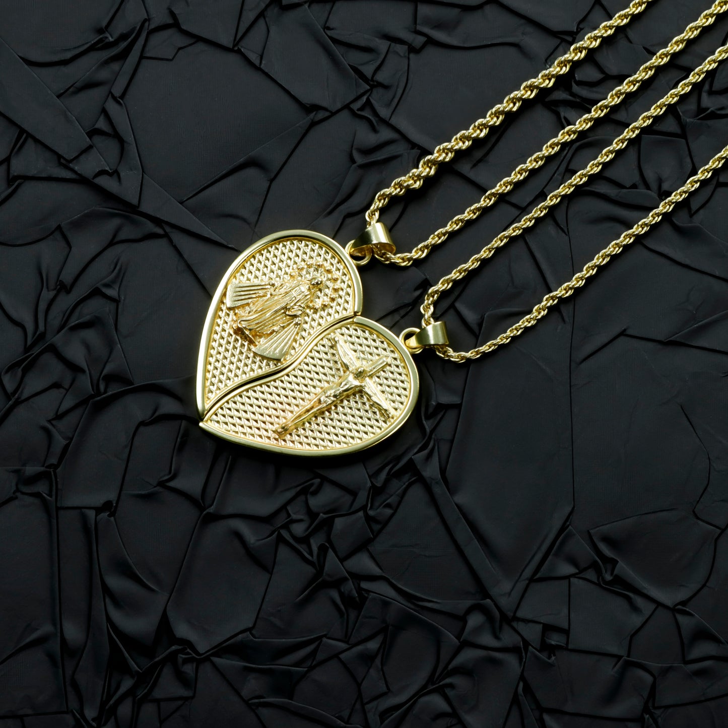 RYQEN Virgin Mary & Cross religious necklace Sacred Heart Duo Couple's Necklace Christian love token gift TikTok viral religious jewelry