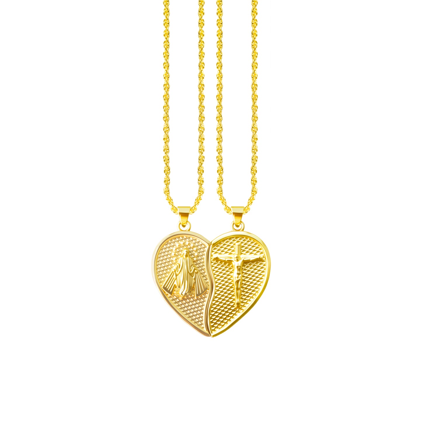 RYQEN Virgin Mary & Cross religious necklace Sacred Heart Duo Couple's Necklace Christian love token gift TikTok viral religious jewelry
