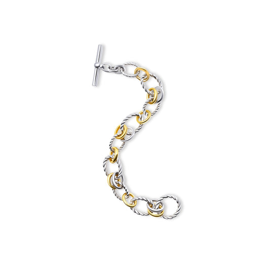 RYQEN Gold and silver Two-tone braided chain bracelet Metallic Mixed Chain bangle bracelet for women Fashion Jewelry for Everyday Wear