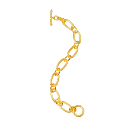 RYQEN Gold-plated textured T-shaped buckle chain bracelet Gold Loop Dream Weaver Textured Clasp Bracelet TikTok 2025 Fashion Trend Bracelet