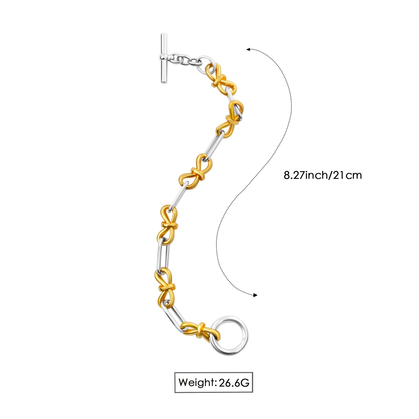 RYQEN BowLuxe Dual-Tone Chain Bracelet Gold & silver bow chain bracelet Stackable fashion bracelet Must-have 2025 Bracelet