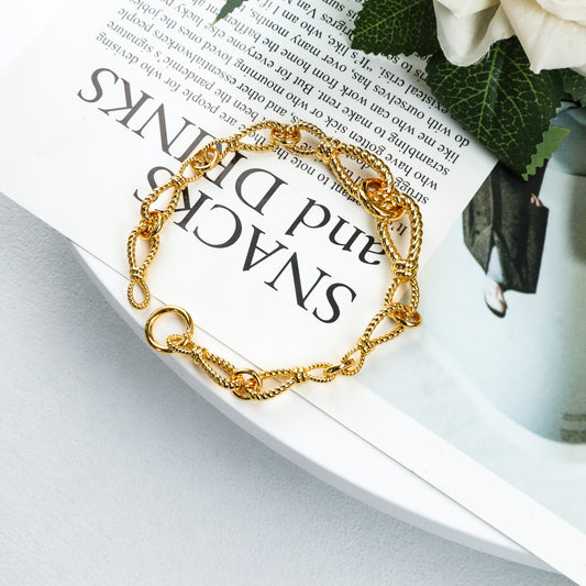RYQEN Rope pattern Twisted rope gold chain bracelet Baroque vintage style gold bangles everyday fashion jewelry for girls gifts