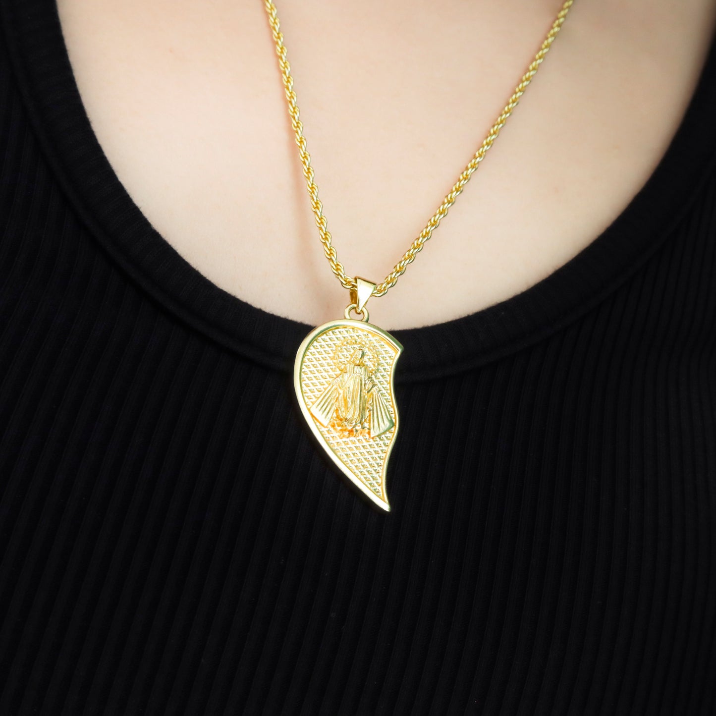 RYQEN Virgin Mary & Cross religious necklace Sacred Heart Duo Couple's Necklace Christian love token gift TikTok viral religious jewelry