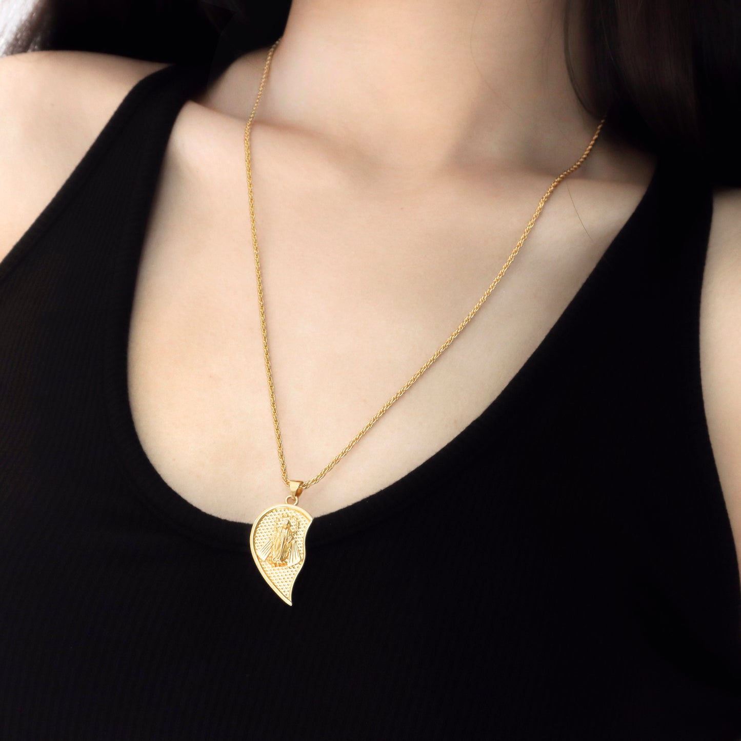 RYQEN Virgin Mary & Cross religious necklace Sacred Heart Duo Couple's Necklace Christian love token gift TikTok viral religious jewelry
