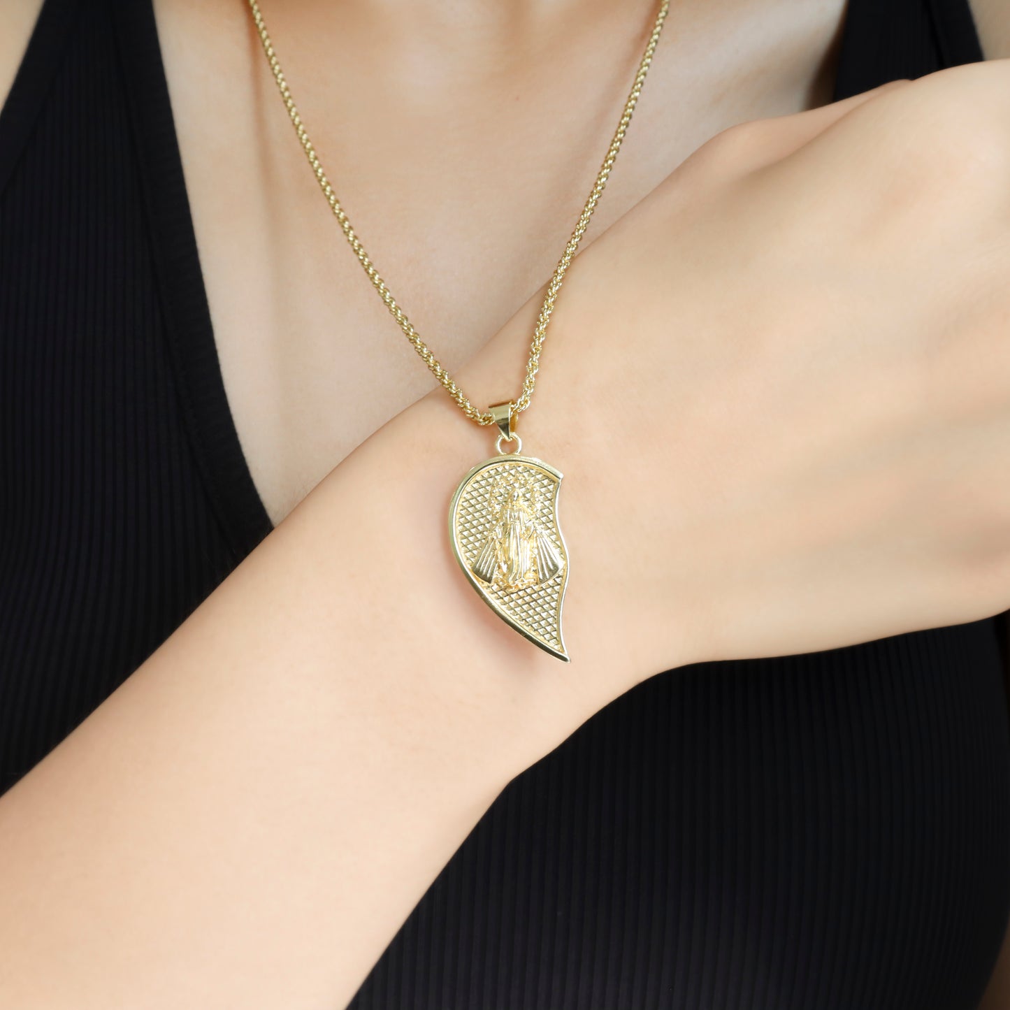 RYQEN Virgin Mary & Cross religious necklace Sacred Heart Duo Couple's Necklace Christian love token gift TikTok viral religious jewelry