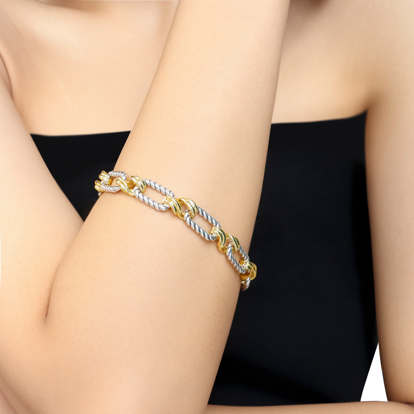 RYQEN DuoWeave Twist Bracelet Yin yang metal bracelet Statement cuff for women TikTok viral fashion accessory Designer Bracelet for women