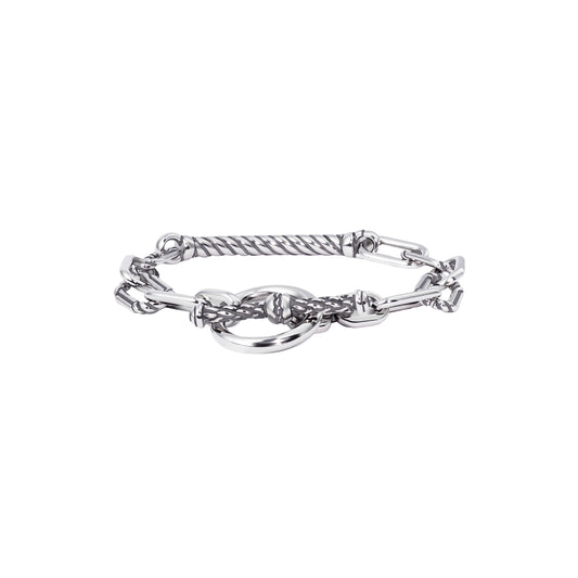 RYQEN TwistLink Silver Statement Bracelet Patchwork Rhapsody Chain Bracelet Trendy TikTok jewelry Unique twist design bracelet