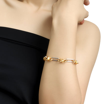 RYQEN BowLuxe Dual-Tone Chain Bracelet Gold & silver bow chain bracelet Stackable fashion bracelet Must-have 2025 Bracelet