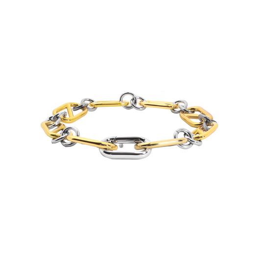 RYQEN Geometric Chain Bracelet Two - Tone Geometric Chain Bracelet Luxury twisted chain accessory Statement bracelet for fashion lovers