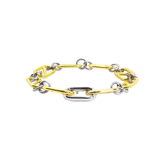 RYQEN Geometric Chain Bracelet Two - Tone Geometric Chain Bracelet Luxury twisted chain accessory Statement bracelet for fashion lovers