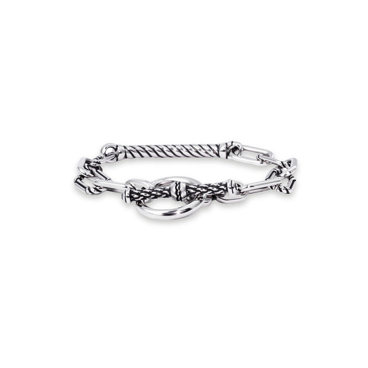 RYQEN TwistLink Silver Statement Bracelet Patchwork Rhapsody Chain Bracelet Trendy TikTok jewelry Unique twist design bracelet