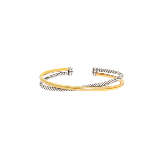 RYQEN Rope chain + smooth metal cuff Interlocked glossy & textured jewelry Statement piece for outfit elevation