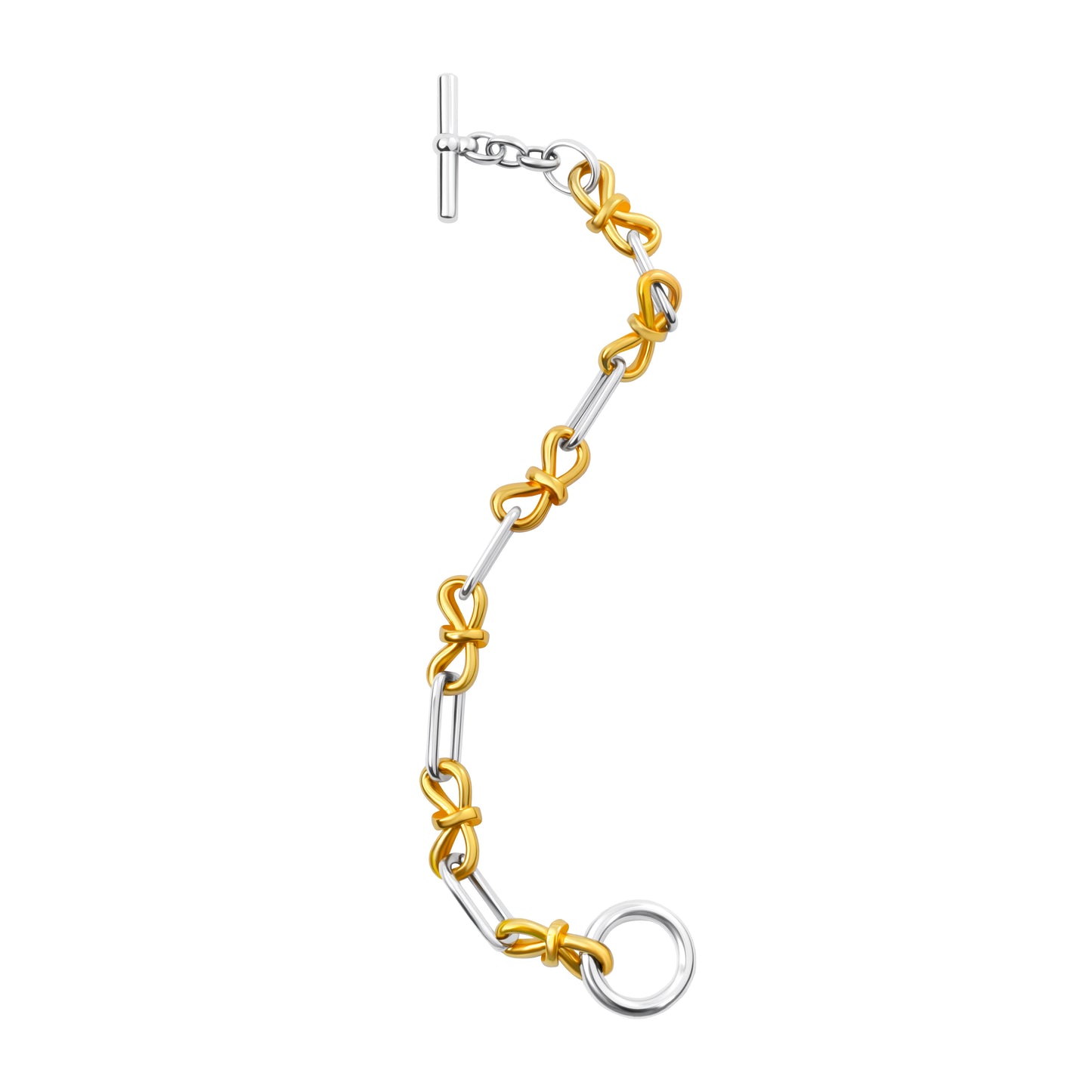 RYQEN BowLuxe Dual-Tone Chain Bracelet Gold & silver bow chain bracelet Stackable fashion bracelet Must-have 2025 Bracelet