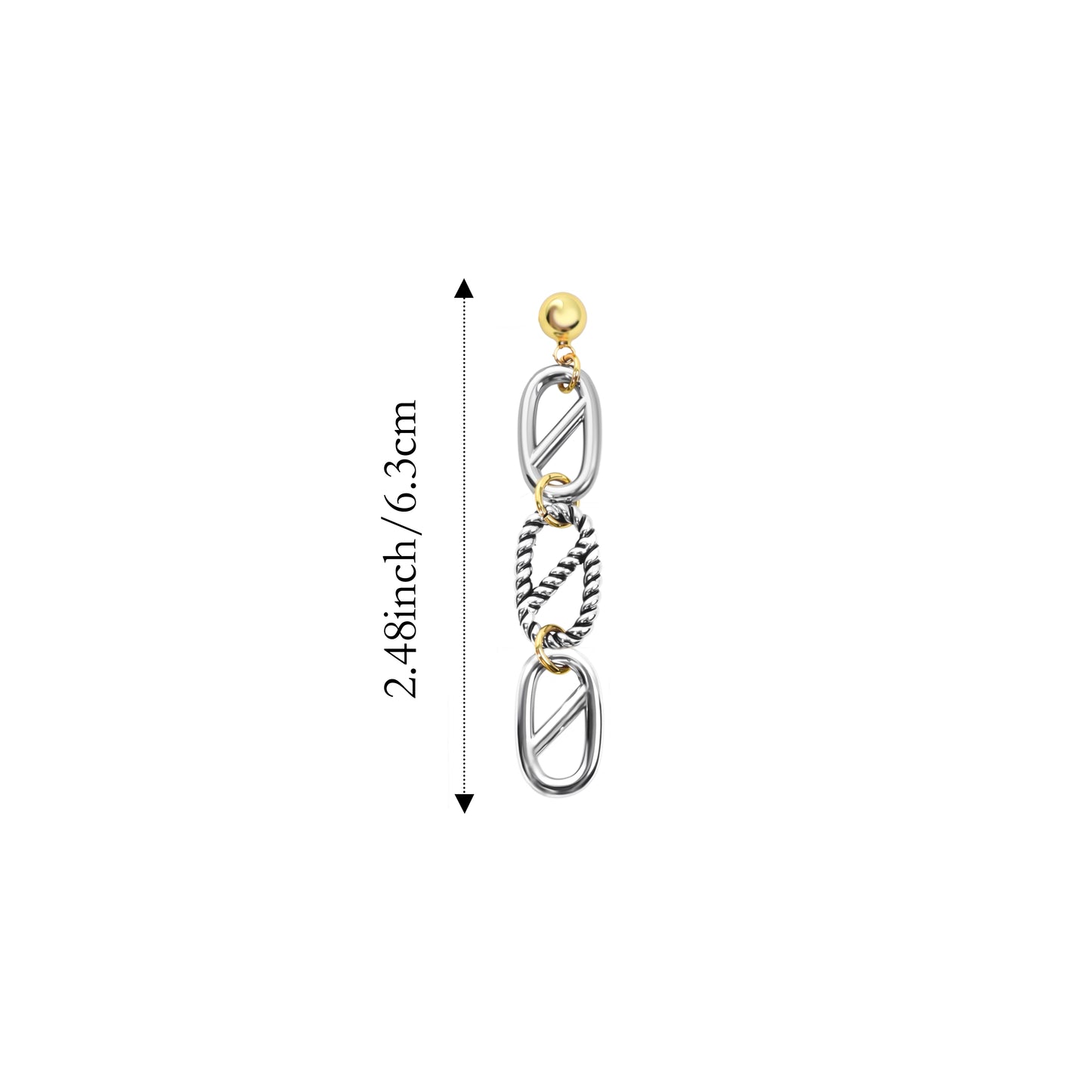 RYQEN DuoDrop Chain Fringe Earrings Two-tone metal fringe jewelry Geometric link drop earrings Festival fashion ear accessories TikTok viral chain earrings