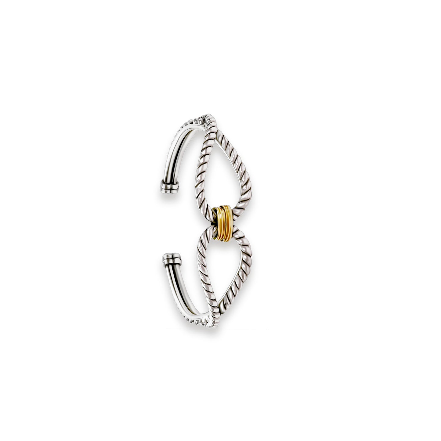 RYQEN Gold Wrapped Silver Wings Duplex Twisted Open Bangle cufflink bracelwt for women Dainty Heart Zirconia Bracelet,Fashion Chain Link Bangle for Women & Girls