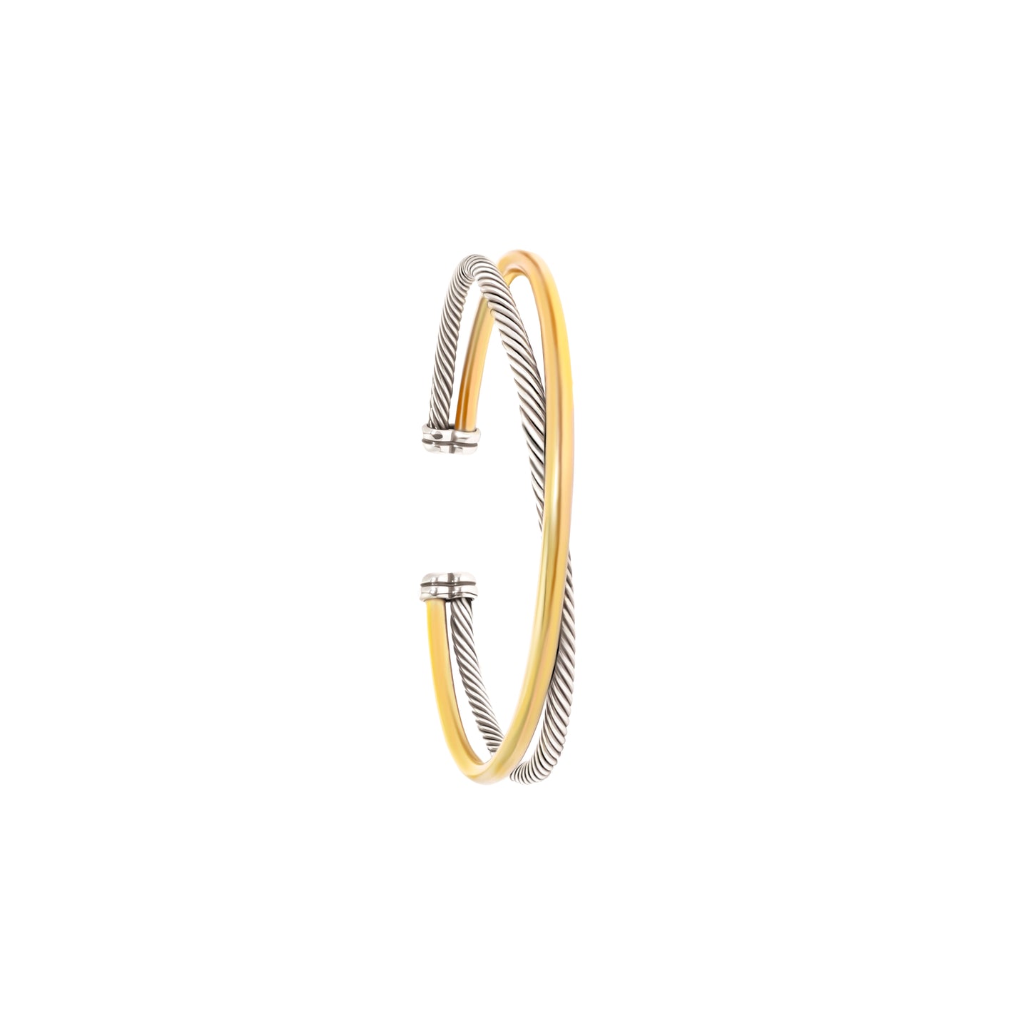 RYQEN Rope chain + smooth metal cuff Interlocked glossy & textured jewelry Statement piece for outfit elevation