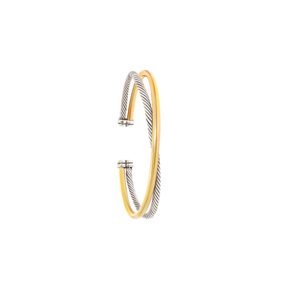 RYQEN Rope chain + smooth metal cuff Interlocked glossy & textured jewelry Statement piece for outfit elevation