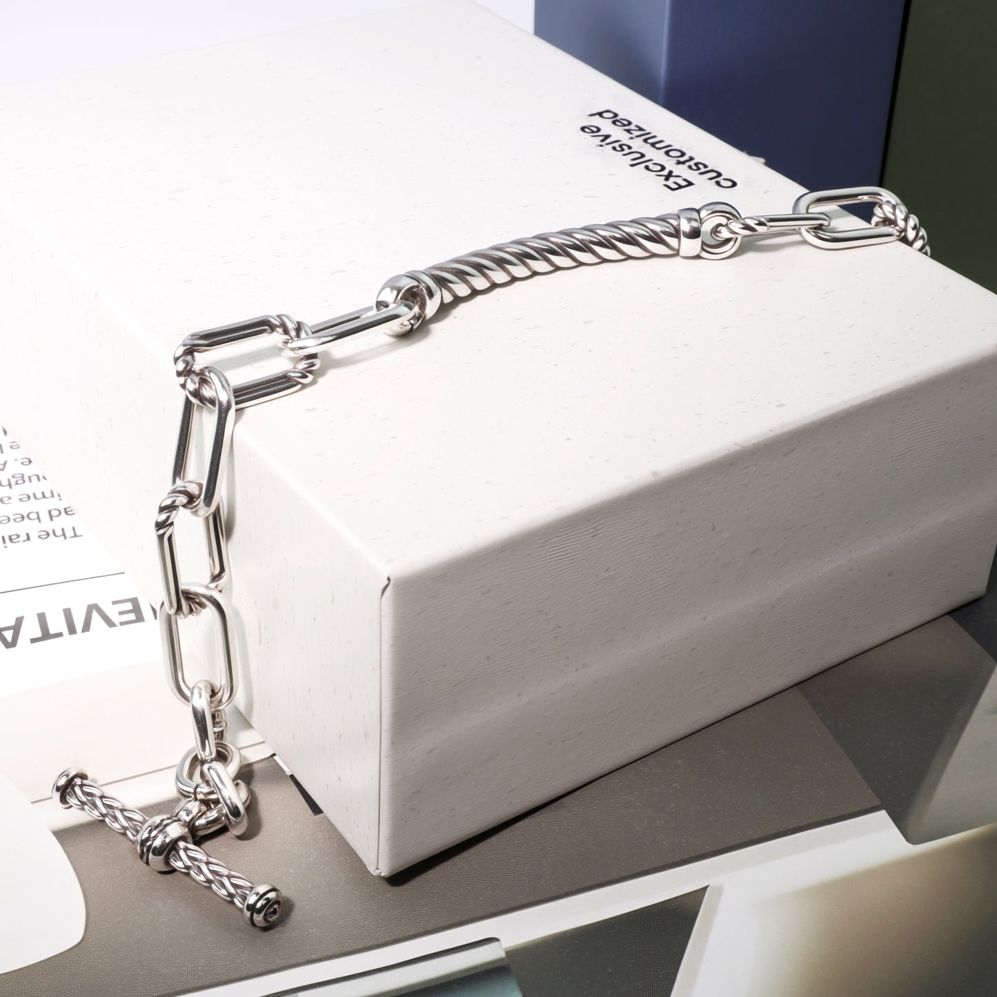RYQEN TwistLink Silver Statement Bracelet Patchwork Rhapsody Chain Bracelet Trendy TikTok jewelry Unique twist design bracelet