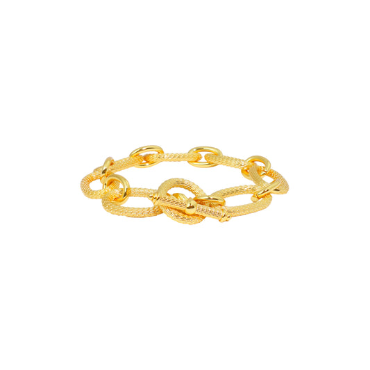 RYQEN Gold-plated textured T-shaped buckle chain bracelet Gold Loop Dream Weaver Textured Clasp Bracelet TikTok 2025 Fashion Trend Bracelet