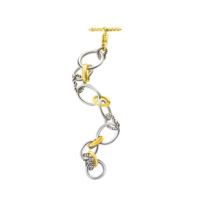 RYQEN Twisted Twin Dual - Tone Chain Bracelet Mixed metal bangles jewelry for women Party statement jewelry-Trending 2025 jewelry