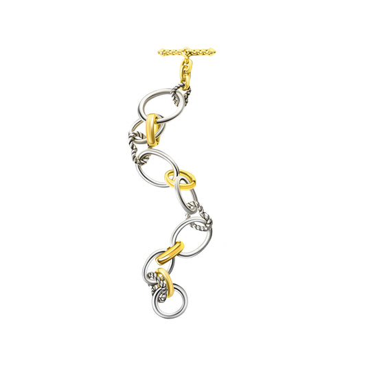 RYQEN Twisted Twin Dual - Tone Chain Bracelet Mixed metal bangles jewelry for women Party statement jewelry-Trending 2025 jewelry