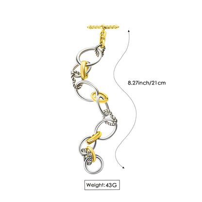 RYQEN Twisted Twin Dual - Tone Chain Bracelet Mixed metal bangles jewelry for women Party statement jewelry-Trending 2025 jewelry