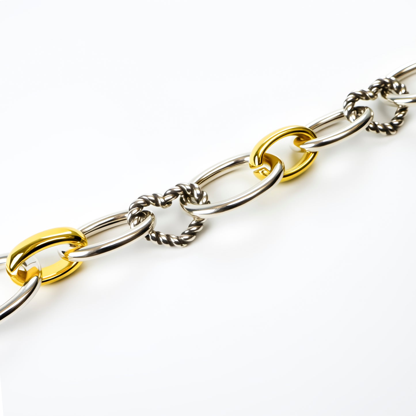 RYQEN Twisted Twin Dual - Tone Chain Bracelet Mixed metal bangles jewelry for women Party statement jewelry-Trending 2025 jewelry