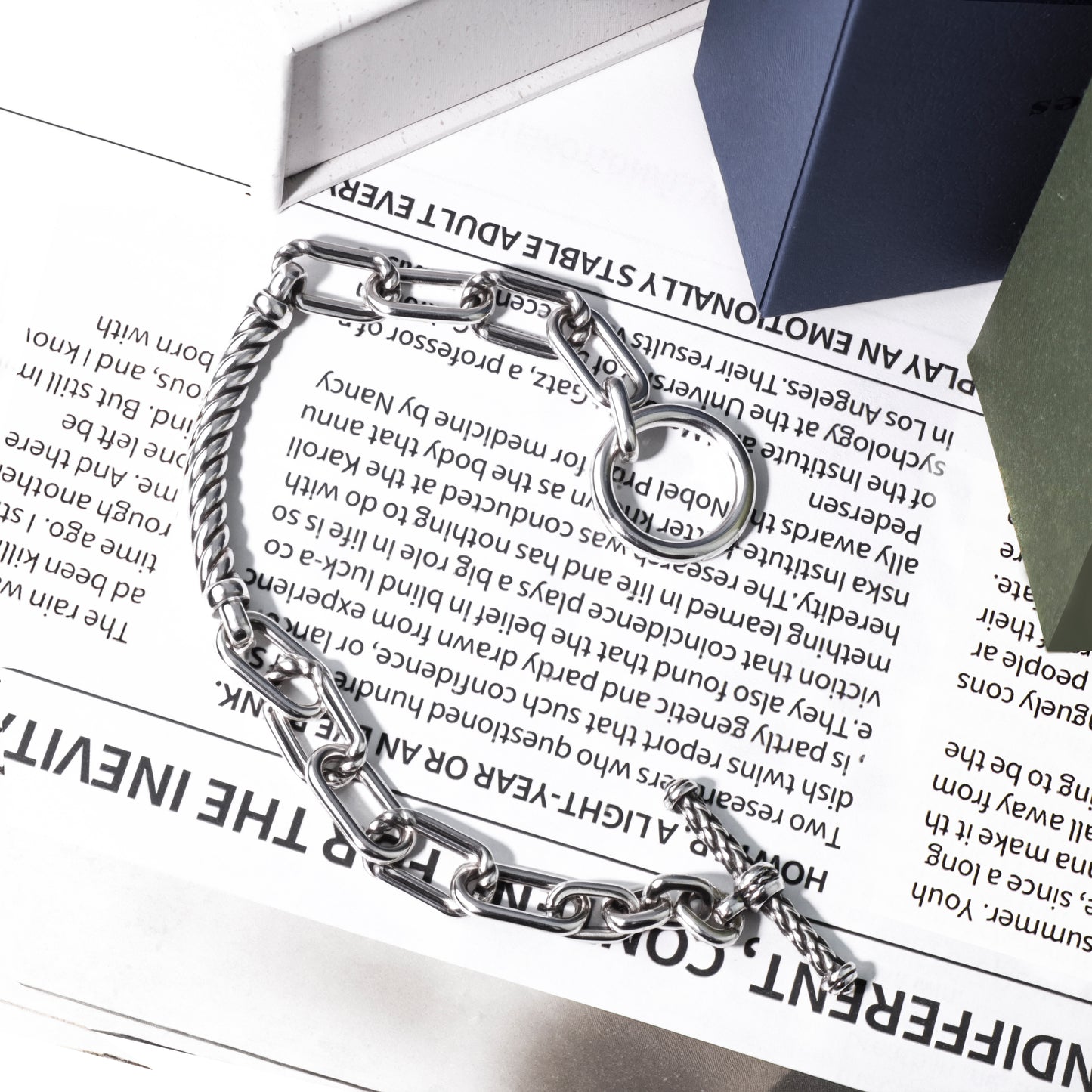 RYQEN TwistLink Silver Statement Bracelet Patchwork Rhapsody Chain Bracelet Trendy TikTok jewelry Unique twist design bracelet