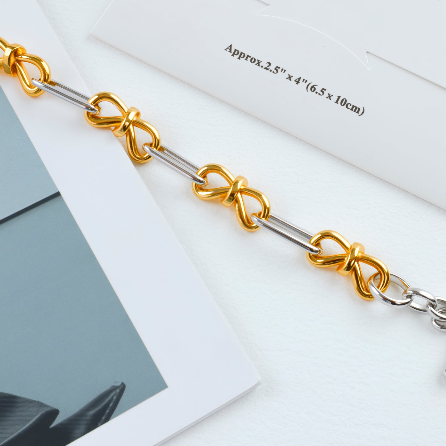 RYQEN BowLuxe Dual-Tone Chain Bracelet Gold & silver bow chain bracelet Stackable fashion bracelet Must-have 2025 Bracelet