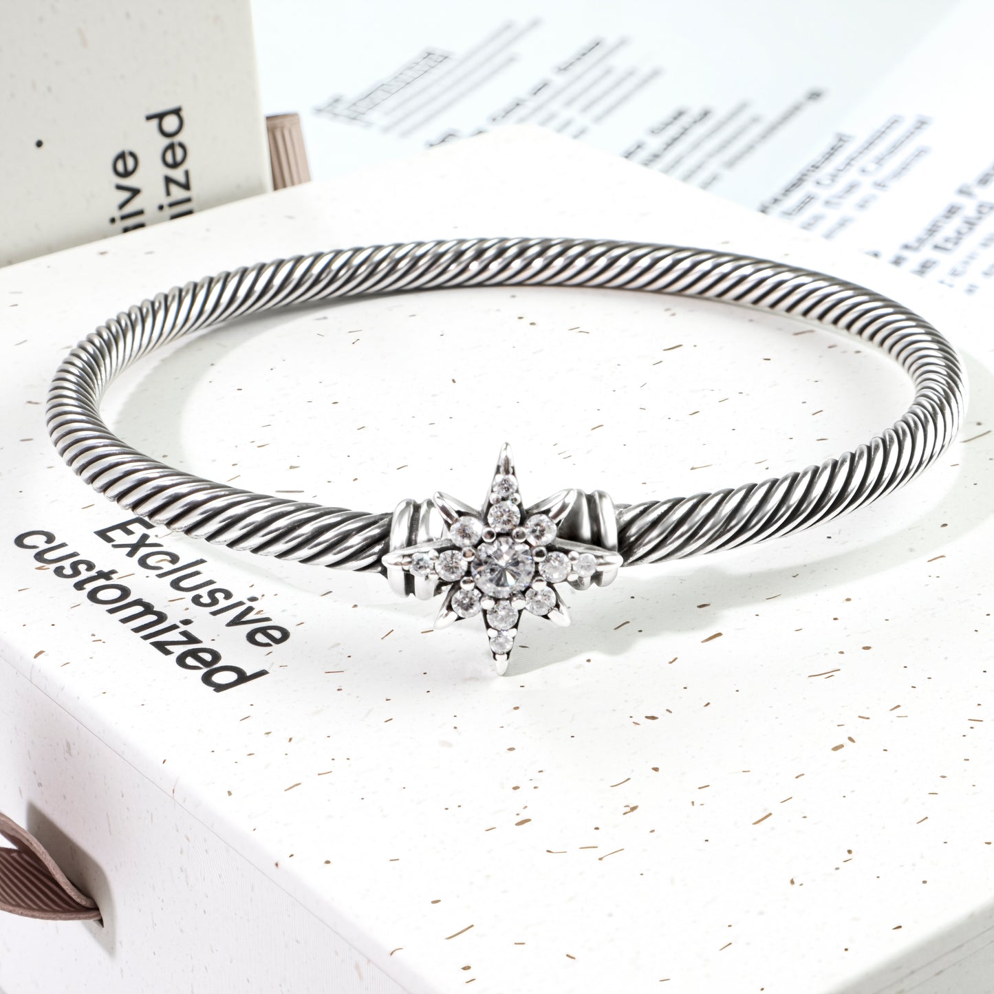 RYQEN micro-pavéd cubic zirconia star cuff Celestial Twist Star Bracelet Retro-style cuffs Stellar Twist Constellation Cuff Celestial Jewelry Minimalist luxury bracelet 2025