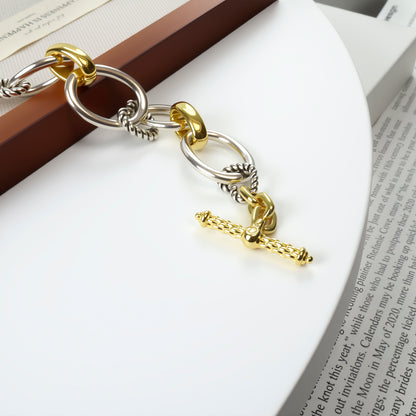 RYQEN Twisted Twin Dual - Tone Chain Bracelet Mixed metal bangles jewelry for women Party statement jewelry-Trending 2025 jewelry