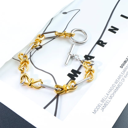 RYQEN BowLuxe Dual-Tone Chain Bracelet Gold & silver bow chain bracelet Stackable fashion bracelet Must-have 2025 Bracelet