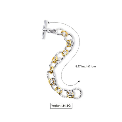 RYQEN Gold and silver Two-tone braided chain bracelet Metallic Mixed Chain bangle bracelet for women Fashion Jewelry for Everyday Wear